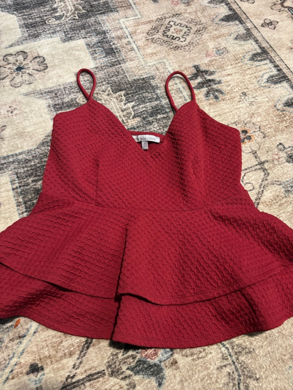 Charlotte Russe Burgundy Textured Peplum Cami